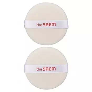 спонж для нанесения пудры the saem round mini flocking puff