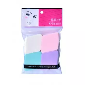 спонж косметический "ромб" 4 шт/уп k-beauty premium cosmetic sponge &amp; puff