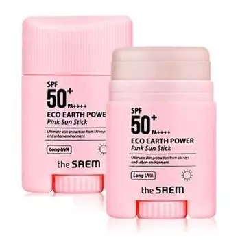 стик солнцезащитный the saem eco earth power pink sun stick