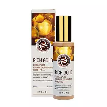 тональная основа с золотом для сияния кожи enough rich gold double wear radiance foundation spf50+ pa+++