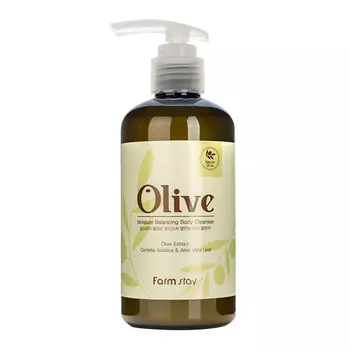 увлажняющий гель для душа с экстрактом оливы farmstay olive moisture balancing body cleanser