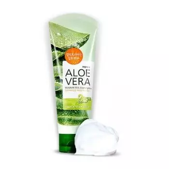 пенка для умывания с алое welcos kwailnara aloevera moisture real cleansing