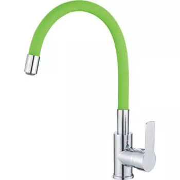 Смеситель для кухни Haiba HB112-12 гибкий излив, хром/зеленый (HB70112-12)