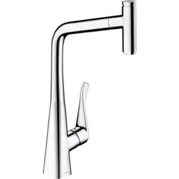 Смеситель для кухни Hansgrohe Metris Select выдвижной излив, сталь (14884000)