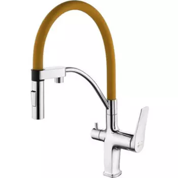 Смеситель для кухни Lemark Comfort с гибким изливом, под фильтр, оранжевый (LM3074C-Orange)