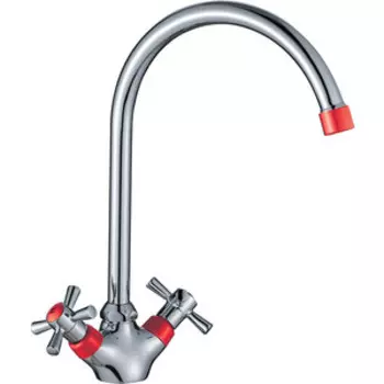 Смеситель для кухни Decoroom хром/красный (DR46028-Red)