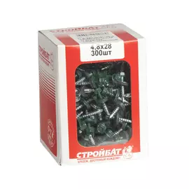 Саморезы кровельные с буром 4,8х28 темно-зеленые RR32 300шт.
