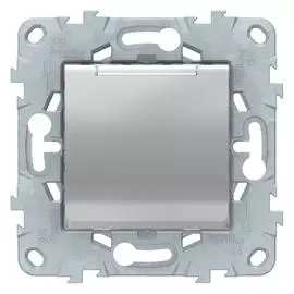 SE Unica New Алюминий Розетка с/з со шторками, с крышкой, 16А, 250В, IP40