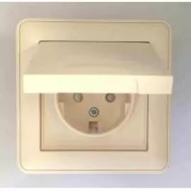 SE Wessen 59 Aqua Беж Розетка с/з с крышкой с защитными шторками IP44 (в сборе, с рамкой)