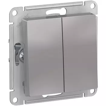 Выключатель двухклавишный (алюминий) Systeme Electric AtlasDesign ATN000365