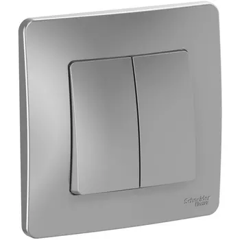 Выключатель двухклавишный (алюминий) Systeme Electric Blanca BLNVS010503