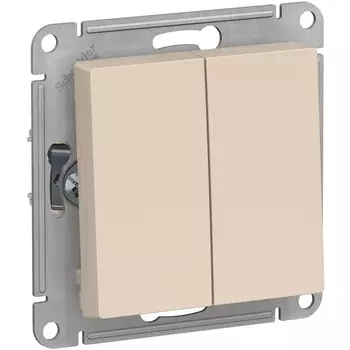 Выключатель двухклавишный (бежевый) Systeme Electric AtlasDesign ATN000265