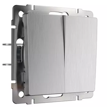 Выключатель двухклавишный (cеребряный рифленый) Werkel W1120009 (a051355)