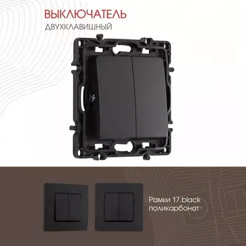 Выключатель двухклавишный (черный) Arte Milano am-217 217.30-2.black