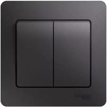 Выключатель двухклавишный (графит) Systeme Electric Glossa GSL001352