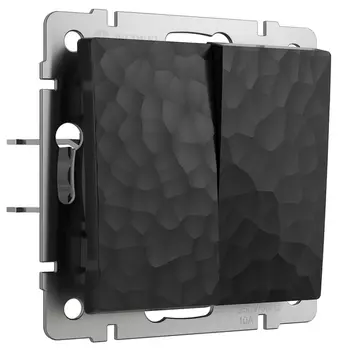 Выключатель двухклавишный проходной (hammer черный) Werkel W1222008 (a052060)