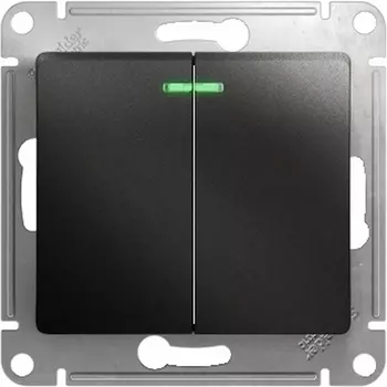 Выключатель двухклавишный с подсветкой (антрацит) Systeme Electric Glossa GSL000753