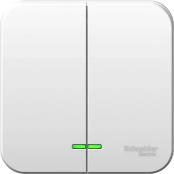 Выключатель двухклавишный с подсветкой (белый) Systeme Electric Blanca BLNVA105111