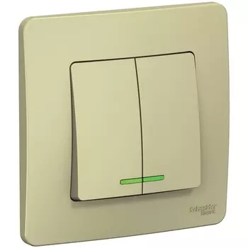 Выключатель двухклавишный с подсветкой (бежевый) Systeme Electric Blanca BLNVS010517