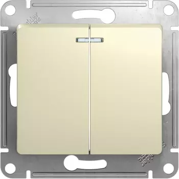 Выключатель двухклавишный с подсветкой (бежевый) Systeme Electric GSL000253