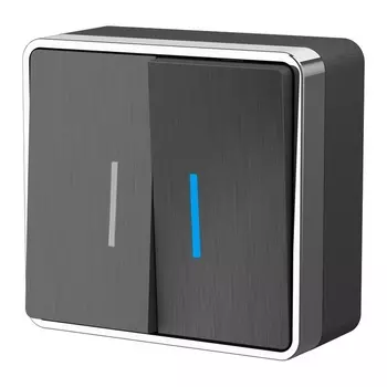 Выключатель двухклавишный с подсветкой Gallant (графит рифленый) Werkel W5020104 (a051340)