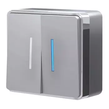 Выключатель двухклавишный с подсветкой Gallant (серебряный) Werkel W5020106 (a052770)