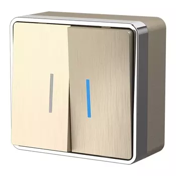 Выключатель двухклавишный с подсветкой Gallant (шампань рифленый) Werkel W5020110 (a051043)