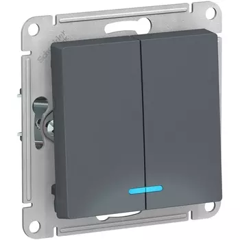 Выключатель двухклавишный с подсветкой (грифель) Systeme Electric AtlasDesign ATN000753