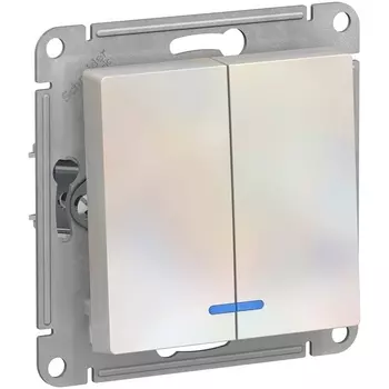 Выключатель двухклавишный с подсветкой (жемчужный) Systeme Electric AtlasDesign ATN000453