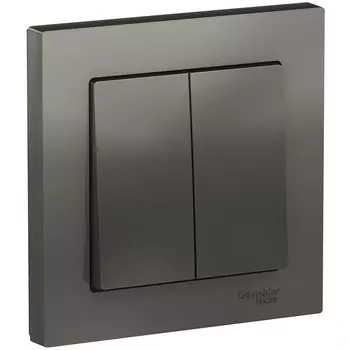 Выключатель двухклавишный (сталь) Systeme Electric AtlasDesign ATN000952