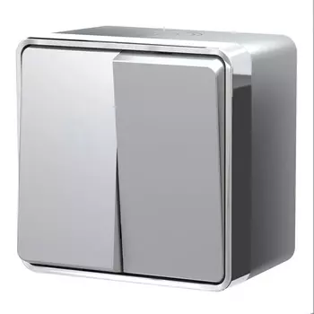 Выключатель двухклавишный влагозащищенный Gallant (серебряный) Werkel W5020206 (a052771)