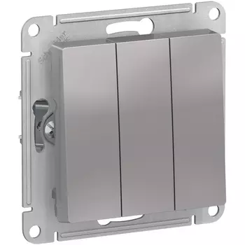 Выключатель трехклавишный (алюминий) Systeme Electric AtlasDesign ATN000331