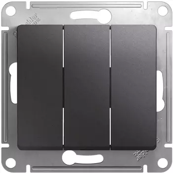 Выключатель трехклавишный (графит) Systeme Electric Glossa GSL001331