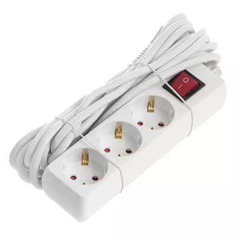 Удлинитель сетевой Megavolt boyang 5м 250v~ 16a max 3000w, h05vv-f 3g1,0mm2.