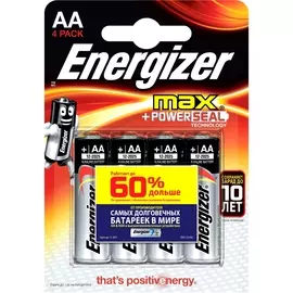 Батарейка АА алкалиновая Energizer MAX, 4шт