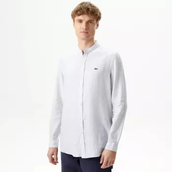 Мужская рубашка Lacoste без ворота в полоску из смеси льна