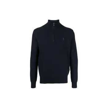Polo Ralph Lauren однотонный воротник-стойка полумолния тонкий мужской свитер с длинным рукавом синий 710932304-001 S