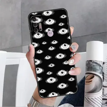 Чехол со смайликом со страшным лицом и глазами для Motorola G30 G60 G22 G9 Play G82 G52 G8 G9 G50 One Fusion Edge 20, черные мягкие чехлы для телефона Moto G60S
