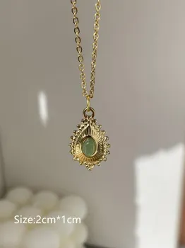 HangZhi 2021 новый корейский винтажный капля воды звезда круглый медведь овальный кулон ожерелье геометрический золотой цвет ювелирные изделия из титановой стали