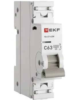 Автоматический выключатель EKF M634163C 1P 63А (C) 4,5kA ВА 47-63N PROxima