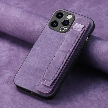 Кожаный чехол-ремешок для iPhone 15 Pro Max 14 Plus 13 12 для Samsung Galaxy S24 Ultra S23 S22 S21 FE A35 A25 A15 A05 A54 A24 A14 A53 Чехол iPhone 6 (iPhone 6S) чёрный
