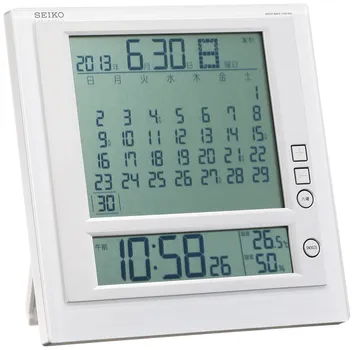 Seiko Clock Настенные часы Настольные часы Функция ежемесячного календаря Rokudai Display Цифровые радиобудильники SQ422W SEIKO