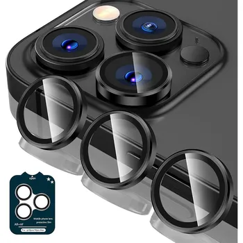 Черный титановый защитный чехол для объектива камеры iPhone 16 Pro Max 15 Plus 14 13 Mini 12 11 16Pro с металлическим кольцом, защитное закаленное стекло, аксессуары для телефонов For iPhone 16 чёрный