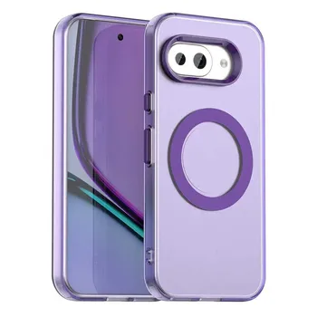 9a Magnetic for Magsafe Matte Phone Case for Google Pixel 9A Pixel9 A 9Pro XL Candy Color Полупрозрачный PC + TPU Защитный противоударный бампер for pixel 9A розовый