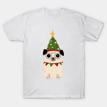 Футболка женская Its Christmas For Pugs Sake Harajuku Print Kawaii футболка летняя женская футболка с коротким рукавом топ S