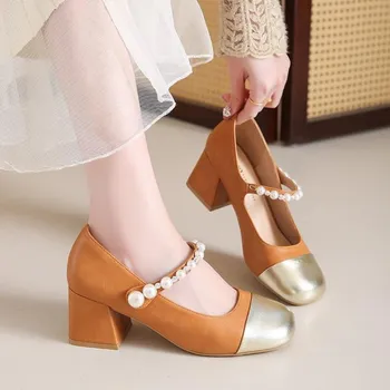 Women s Leather shoes Elegant Princess shoes with bows Stylish chic and versatile children s party heels in black and white 34 белый