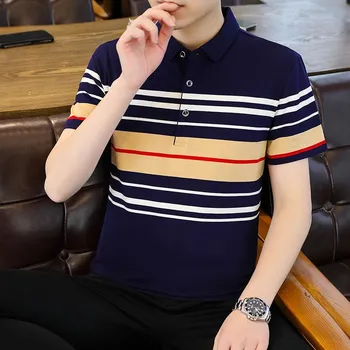 Летняя рубашка-поло с короткими рукавами Slim Fit Универсальный Топ Мужская повседневная хлопковая футболка с короткими рукавами с полурукавом L