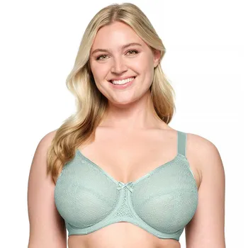 Плюс размер Glamorise Кружевной бюстгальтер на косточках для полной фигуры Comfort Wonderпроводник 9855, цвет Jade