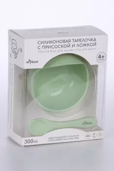 Набор Миюми д/кормления тарелка на присоск/ложечка, фисташк