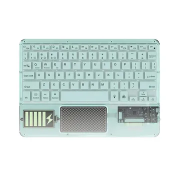 Прозрачная RGB Bluetooth-клавиатура с сенсорной панелью, перезаряжаемая беспроводная клавиатура для iPad, Android, iOS, Windows, планшета Pink Spanish Layout
